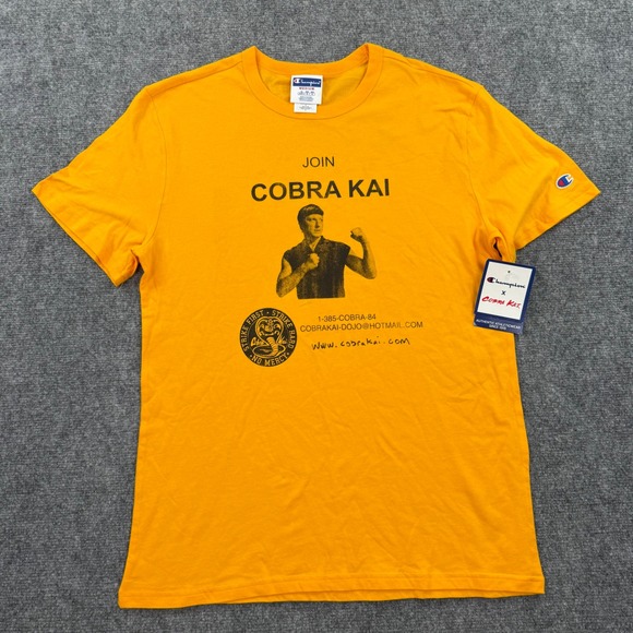 Champion Cobra Kai Medium Yellow T Shirt Licensed Movie Karate Kid Men's - Picture 2 of 11